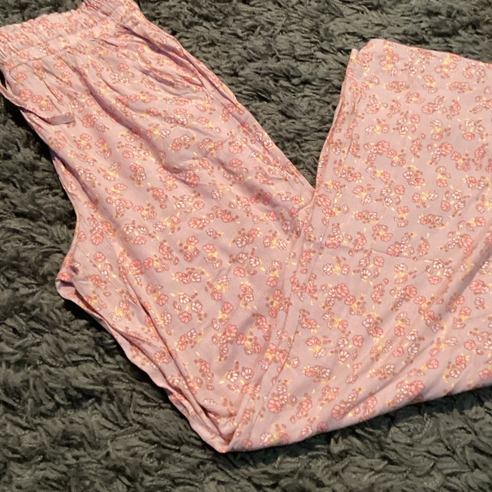 Hot Kiss Pink wide leg long tall Floral Lounge Pants